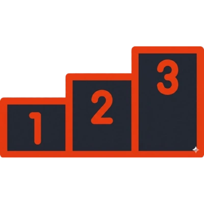 Icon für Schritt-für-Schritt-Anleitungen mit Stufensymbol 1 2 3