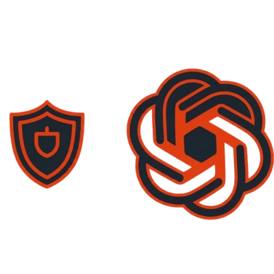 Icon für sichere Nutzung von ChatGPT mit Schutzschild und Logo