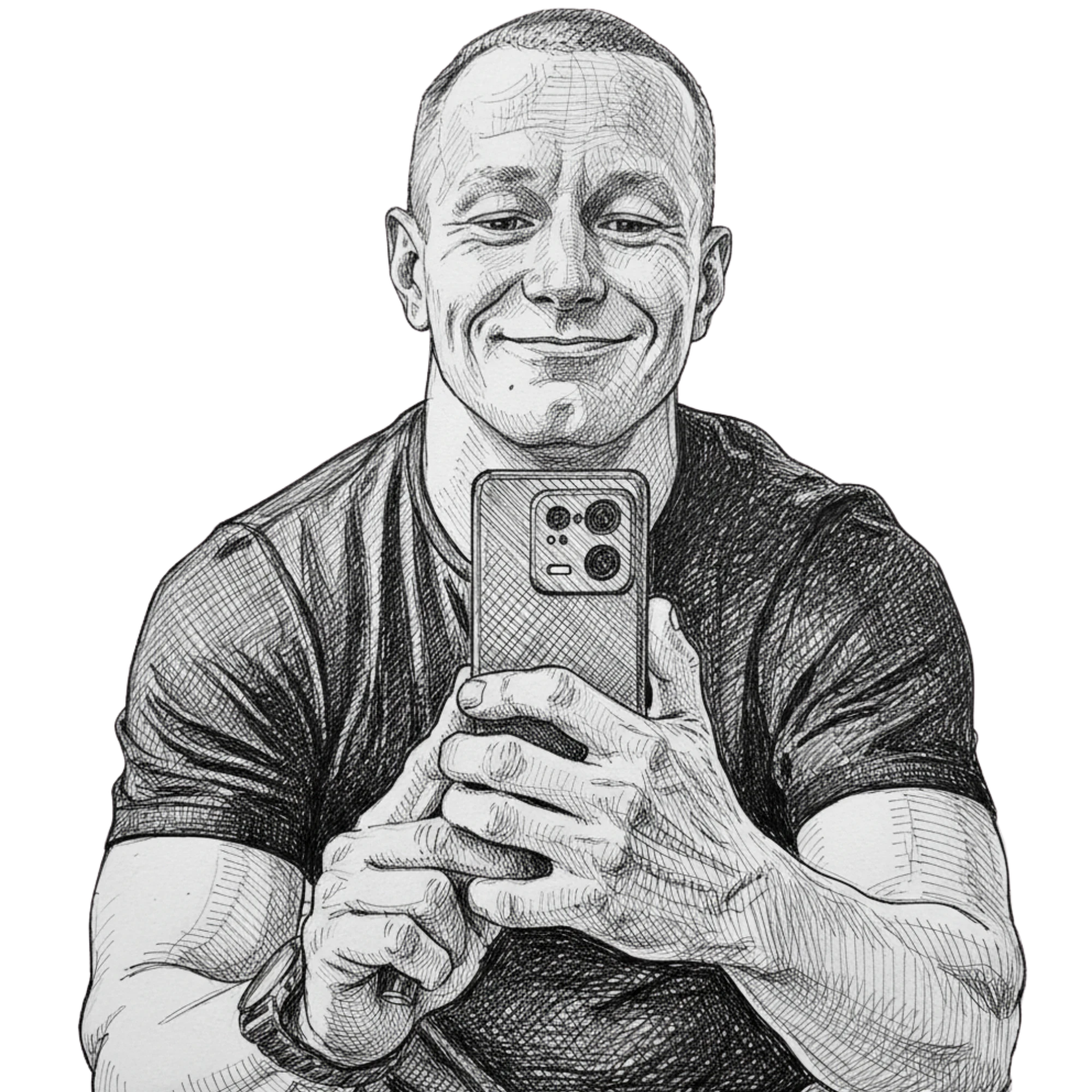 Marcin Stoklosa mit Smartphone – Autor und Ratgeber für Anfänger