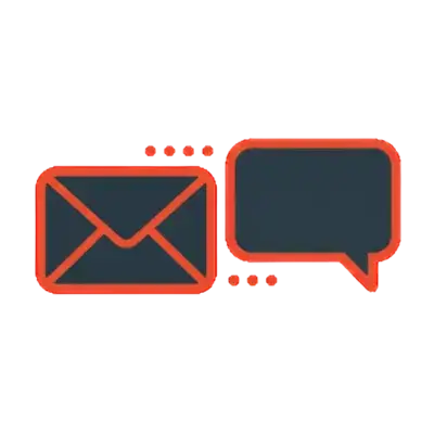 Icon für E-Mails und Textformulierung mit Umschlag und Sprechblase
