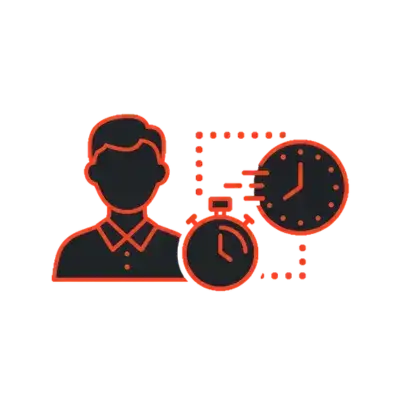 Icon für Berufstätige mit Stoppuhr für effizientes Arbeiten