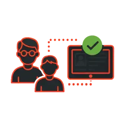 Icon für Senioren und Einsteiger mit Smartphone und grünem Haken