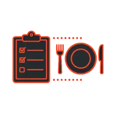 Icon für Einkaufslisten und Rezepte mit Liste und Kochsymbol