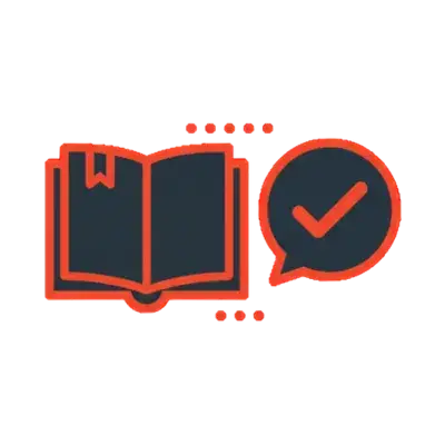 Icon für Ideen im Alltag und Beruf mit offenem Buch und Häkchen