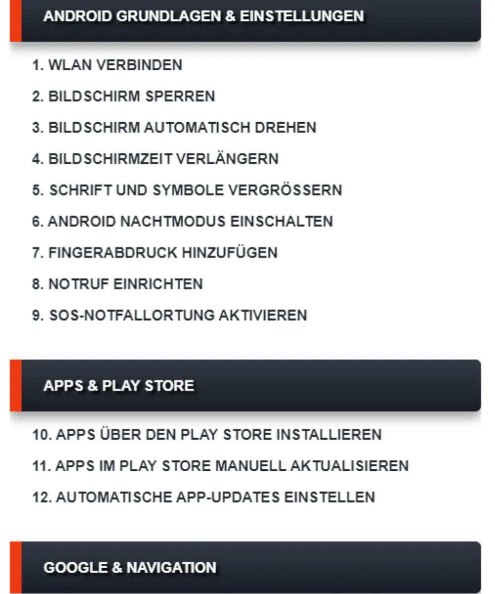 Vorschau einer Smartphone Anleitung