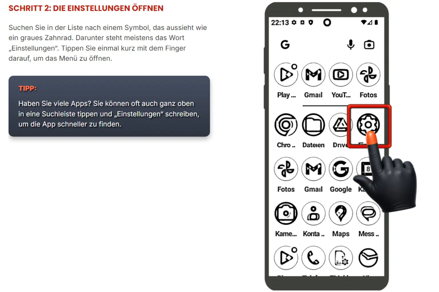 Vergrößerte Vorschau einer Smartphone Anleitung