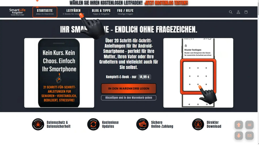 Ganze Seite mit Leitfäden