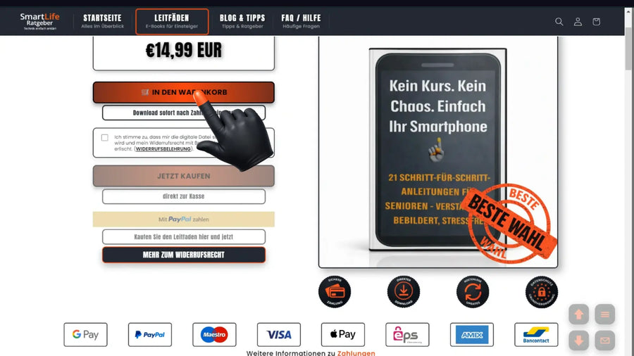 Produktseite mit Warenkorb-Button