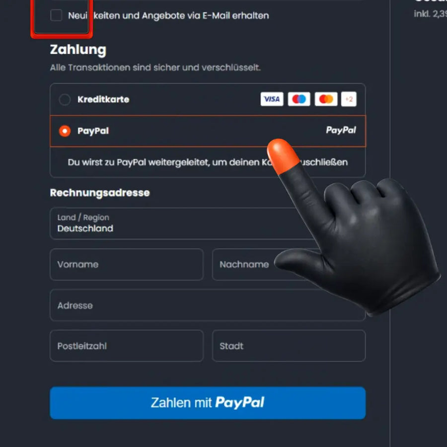 Auswahl der Zahlungsart