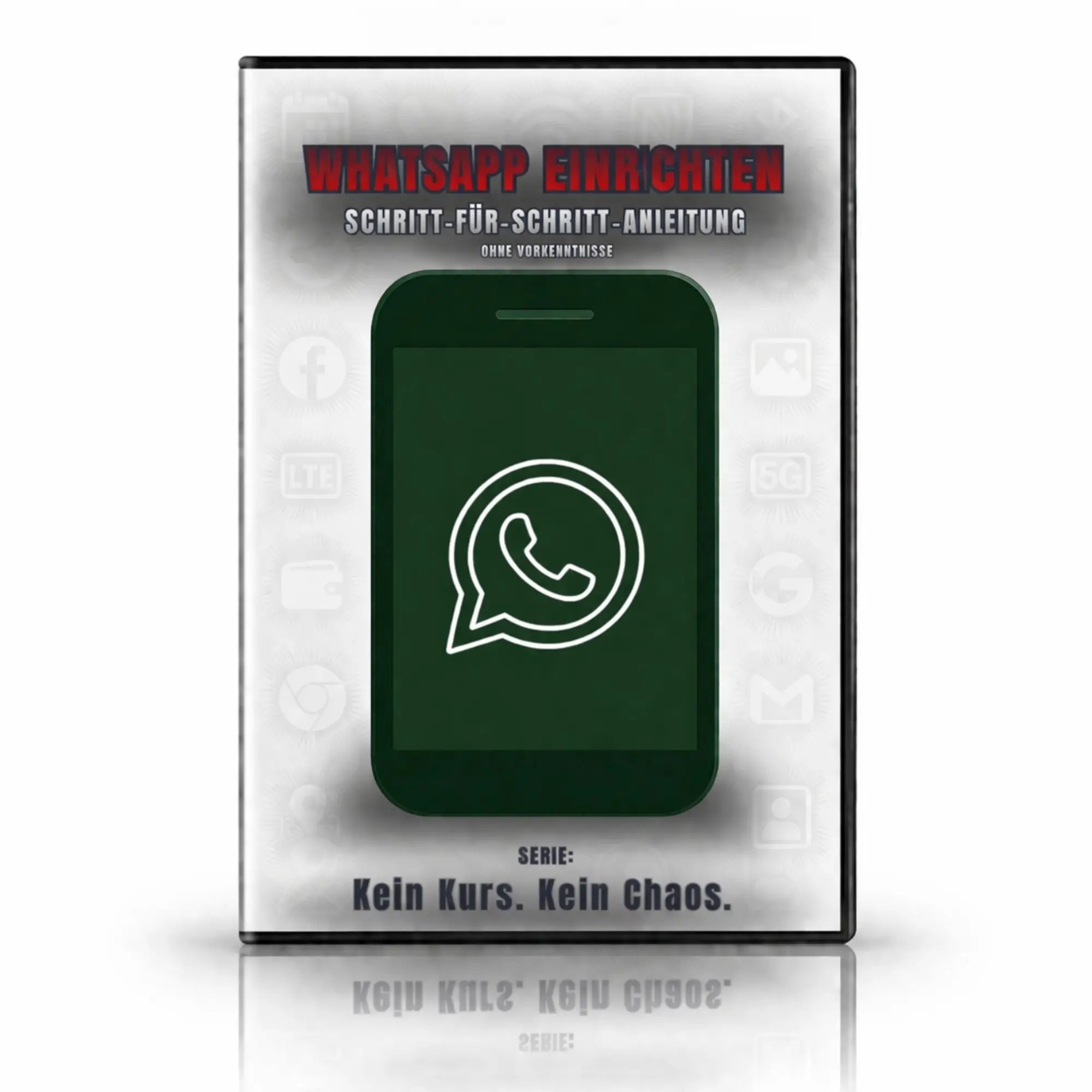 WhatsApp einrichten Schritt-für-Schritt-Anleitung als E-Book-Cover mit Smartphone und WhatsApp-Symbol