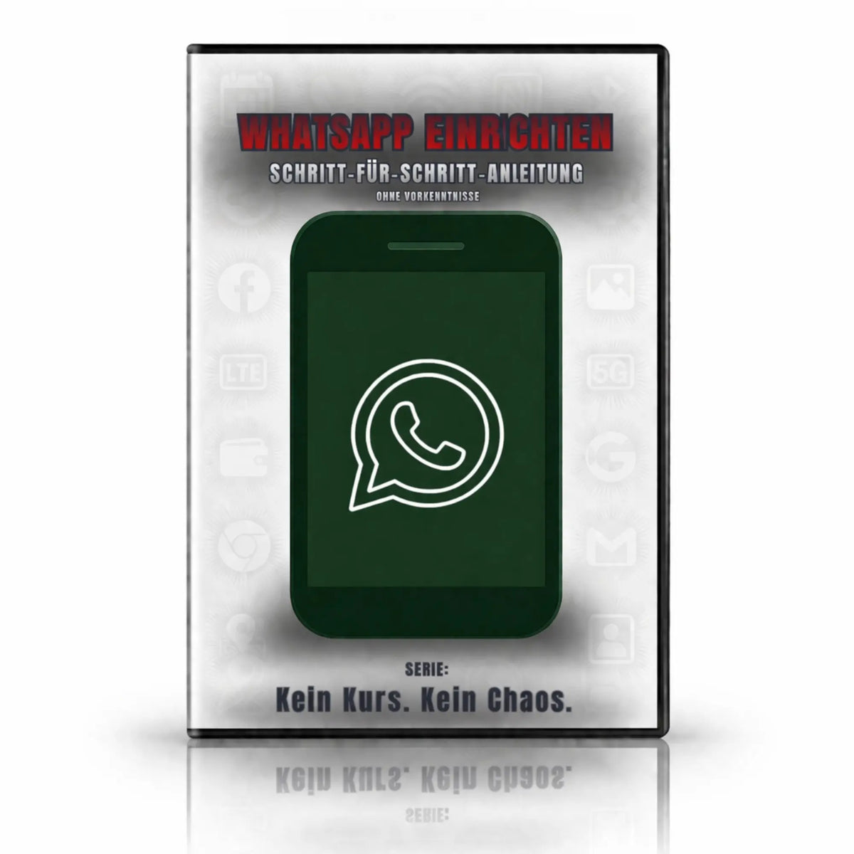 WhatsApp einrichten Schritt-für-Schritt-Anleitung als E-Book-Cover mit Smartphone und WhatsApp-Symbol